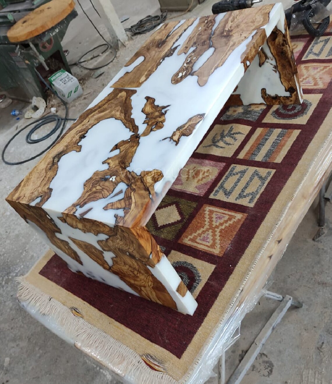 Custom Epoxy Table with White Resin Handmade Epoxy Coffee Etsy