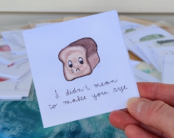 Tarjeta de ensalada linda: "No quise hacerte pan de centeno" (3x3)