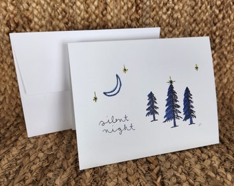 Tarjeta navideña, "Noche de paz", tamaño 5,5 x 4,25