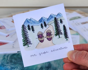 Tarjeta de ensalada linda - Tarjeta de felicitación 3x3 "Nuestra aventura de la uva"