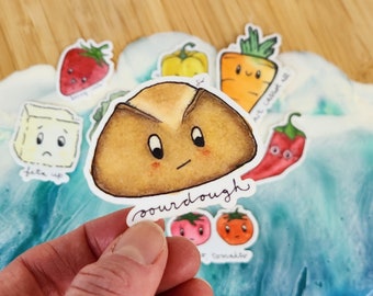 Pegatina de ensalada adorable - Vinilo brillante "Masa madre"