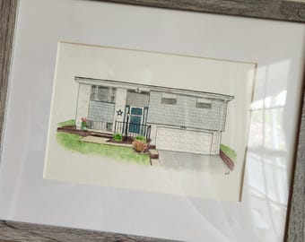 Retrato de casa en acuarela personalizado: Primera vivienda, Pintura para boda/Inauguración de casa, Regalo de agente inmobiliario a comprador