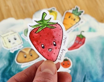 Pegatina de ensalada adorable: "¡Baya adorable!", pegatina de vinilo brillante