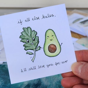 Jolie carte de salade - carte de voeux 3 x 3 « Si tout le reste était chou frisé, je vous aimerai toujours pour votre plaisir »