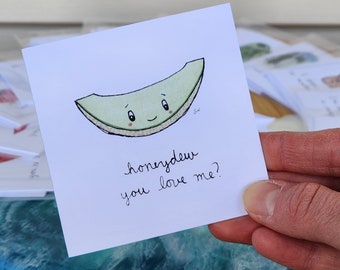 Tarjeta de ensalada linda: "¿Me amas, cariño?", tarjeta de felicitación de 3x3