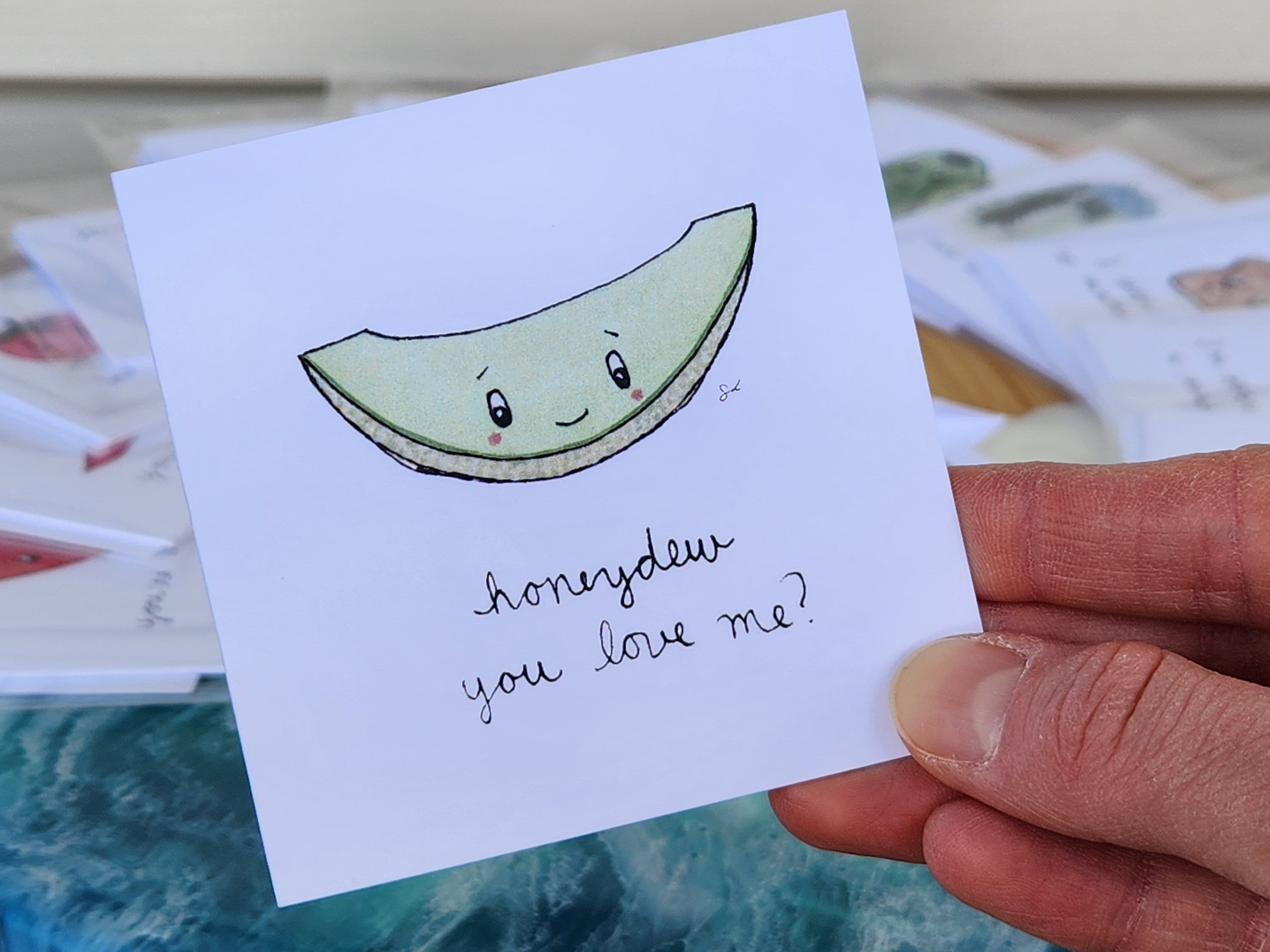 Cute Salad Card honeydew You Love Me 3x3 Greeting Card Etsy