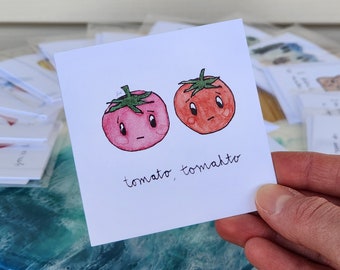 Tarjeta de ensalada linda - Tarjeta de felicitación de 3x3 "Tomate, tomate"