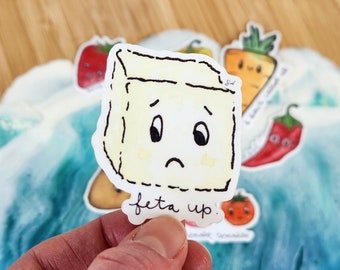 Pegatina de ensalada bonita - Vinilo brillante "Feta up"