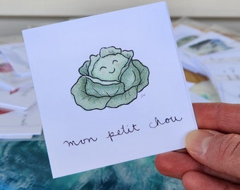 Tarjeta de ensalada linda - Tarjeta de felicitación "Mi pequeño chou" 3x3