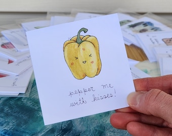 Tarjeta de ensalada linda: "¡Lléname de besos!" Tarjeta de felicitación 3x3