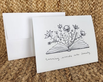 Tarjeta de felicitación, "Convirtiendo las palabras en belleza", 5,5 x 4,25