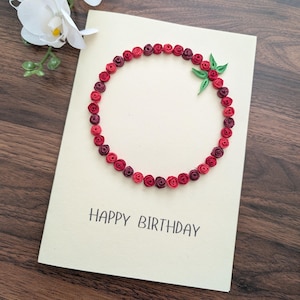 Biglietto di auguri di compleanno fatto a mano con quilling - Biglietto d'auguri con fiori di carta 3D - Regalo unico fatto a mano per lei, mamma, moglie, amica - Interno vuoto