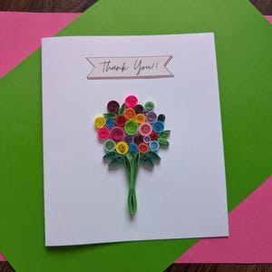 Biglietto di ringraziamento fatto a mano con quilling / Biglietto di auguri con quilling di carta / Un piccolo biglietto di ringraziamento / Biglietto di ringraziamento personalizzato