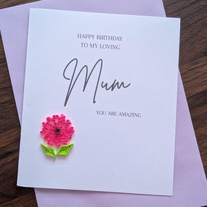 Handgemaakte verjaardagskaart voor moeder – 3D-papieren filigraankaart | Gepersonaliseerde moederkaart | Cadeau-idee voor moederverjaardag