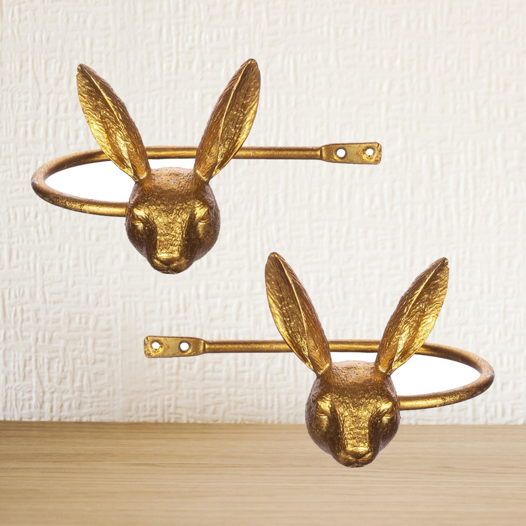 Pack of 2 Gold Rabbit Curtain Tie Back Hare Hook Wall Etsy