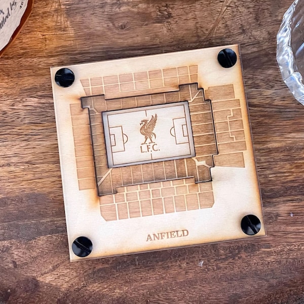 Liverpool F.C. Layered Coaster (Set of 2), 3D Wood Coaster, Sports Coaster, Sports Gift, Soccer Player Gift, Man Cave, Gift for Him