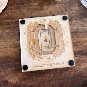 New England Patriots Gift, Wood Coaster, Laser Engraved Coaster Set, Custom Engraved Gift, Sports Fan Gift, NFL Coaster, Gillette Stadium