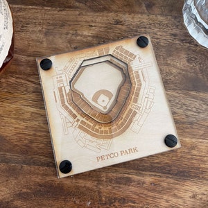 San Diego Padres Layered Coaster Set of 2, 3D Wood Coaster, Sports Coaster, Sports Gift, Baseball Gift, Man Cave, Gift for Him, Sports Fan image 1