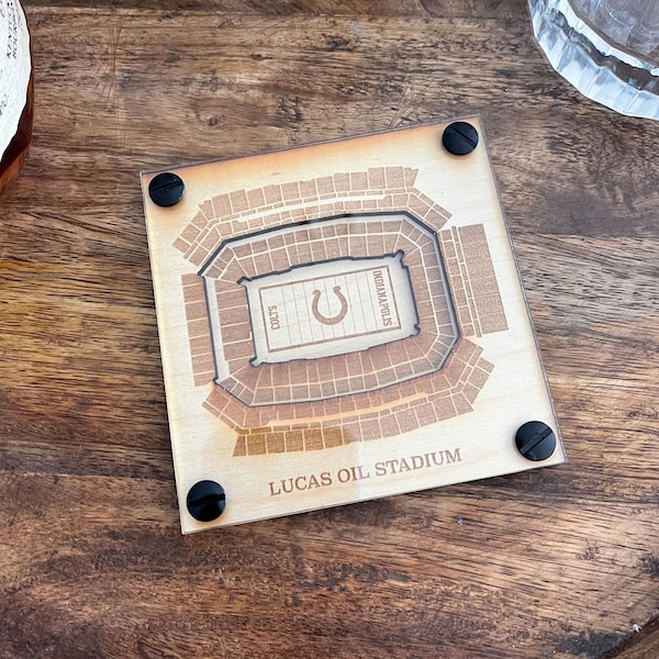 Indianapolis Colts Layered Coaster (Set of 2), 3D Wood Coaster, Sports Coaster, Sports Gift, Football Gift, Man Cave, Gift for Him, Football