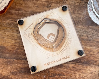 Washington Nationals Layered Coaster (Set of 2), 3D Wood Coaster, Sports Coaster, Sports Gift, Baseball Gift, Man Cave, Gift for Him, Coach