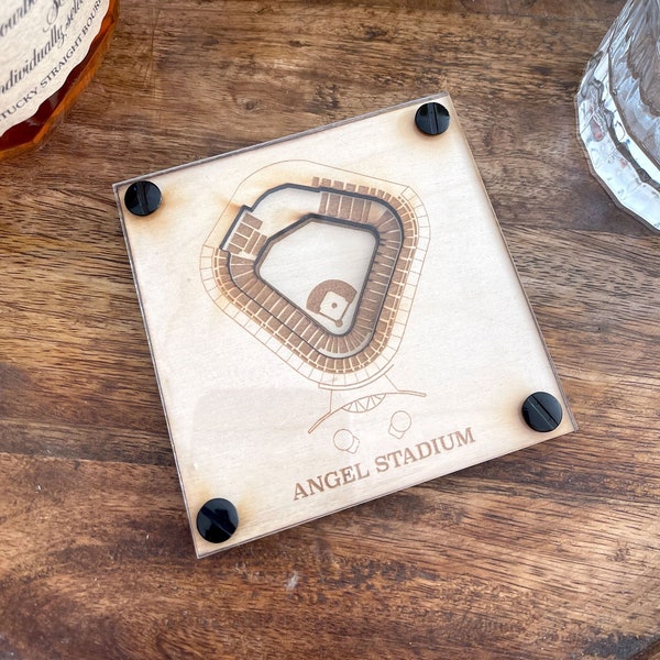 Angel Stadium Layered Coaster (Set of 2), 3D Wood Coaster, Sports Gift, Home Bar, Custom Gift, Personalized Sports Gift, Baseball Fan