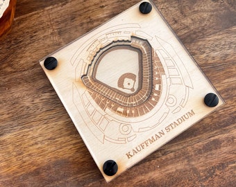 Kauffman Stadium Layered Coaster (Set of 2), 3D Wood Coaster, Sports Gift, Home Bar, Custom Gift, Personalized Sports Gift, Baseball Fan