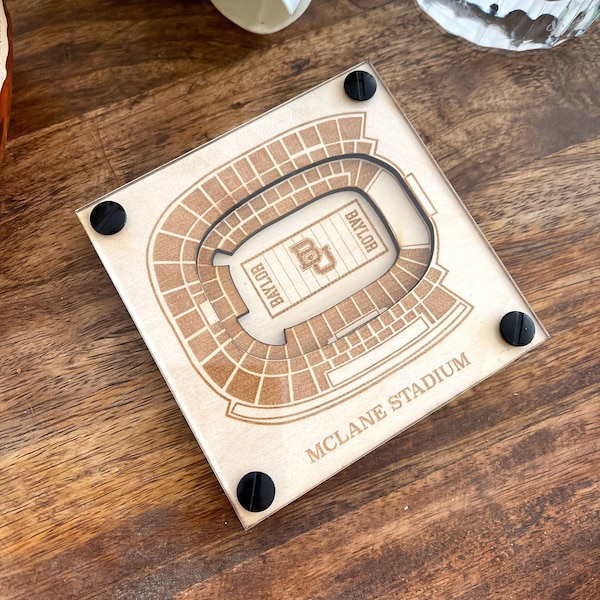 Baylor University Bears Gift, Wood Coaster, Laser Engraved Coaster Set, Custom Engraved Gift, Sports Fan Gift, Big 12 Coaster, Personalized