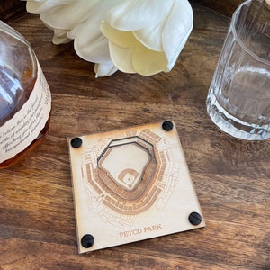 San Diego Padres Layered Coaster Set of 2, 3D Wood Coaster, Sports Coaster, Sports Gift, Baseball Gift, Man Cave, Gift for Him, Sports Fan image 6