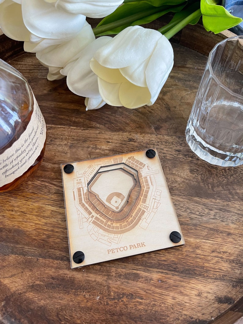 San Diego Padres Layered Coaster Set of 2, 3D Wood Coaster, Sports Coaster, Sports Gift, Baseball Gift, Man Cave, Gift for Him, Sports Fan image 6