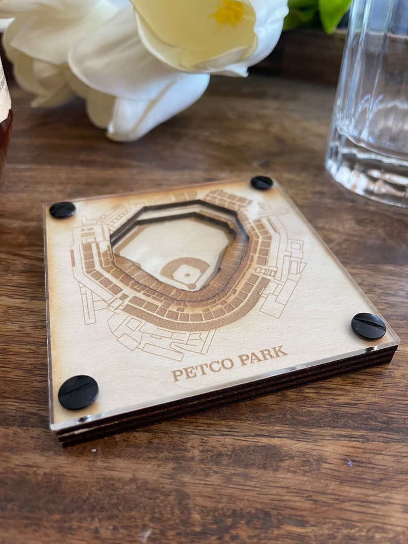 San Diego Padres Layered Coaster Set of 2, 3D Wood Coaster, Sports Coaster, Sports Gift, Baseball Gift, Man Cave, Gift for Him, Sports Fan image 8