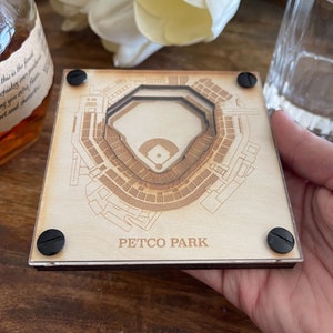 San Diego Padres Layered Coaster Set of 2, 3D Wood Coaster, Sports Coaster, Sports Gift, Baseball Gift, Man Cave, Gift for Him, Sports Fan image 3