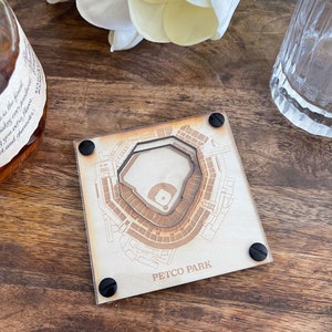 San Diego Padres Layered Coaster Set of 2, 3D Wood Coaster, Sports Coaster, Sports Gift, Baseball Gift, Man Cave, Gift for Him, Sports Fan image 7