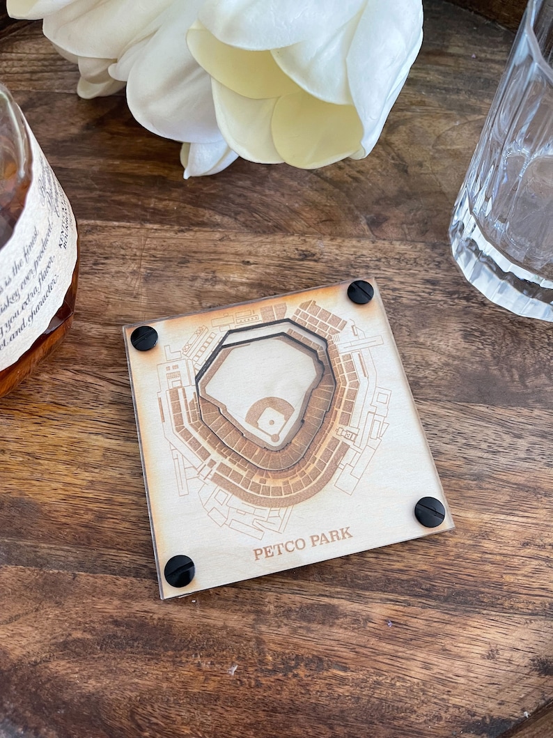 San Diego Padres Layered Coaster Set of 2, 3D Wood Coaster, Sports Coaster, Sports Gift, Baseball Gift, Man Cave, Gift for Him, Sports Fan image 7