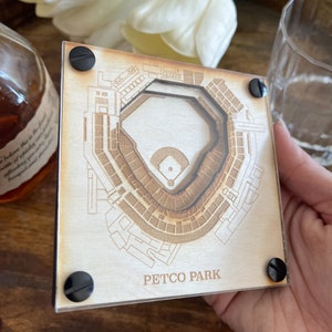 San Diego Padres Layered Coaster Set of 2, 3D Wood Coaster, Sports Coaster, Sports Gift, Baseball Gift, Man Cave, Gift for Him, Sports Fan image 5