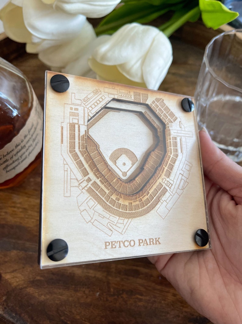 San Diego Padres Layered Coaster Set of 2, 3D Wood Coaster, Sports Coaster, Sports Gift, Baseball Gift, Man Cave, Gift for Him, Sports Fan image 5