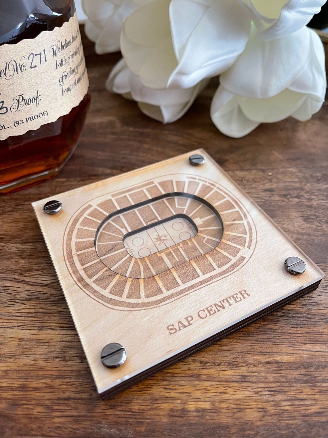 SAP Center Layered Coaster Set of 2 3D Wood Coaster Sports Etsy