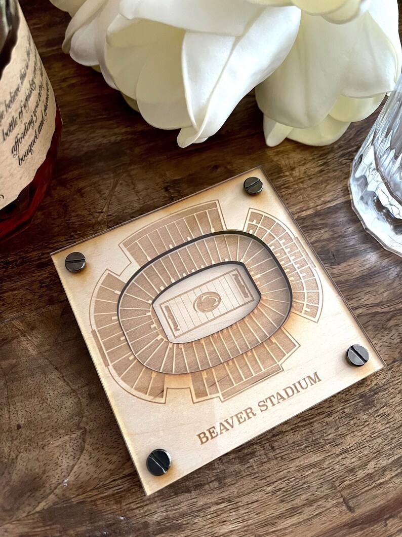Beaver Stadium Layered Coaster set of 2 3D Wood Coaster Etsy