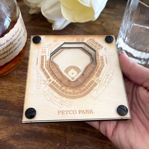 San Diego Padres Layered Coaster Set of 2, 3D Wood Coaster, Sports Coaster, Sports Gift, Baseball Gift, Man Cave, Gift for Him, Sports Fan image 2