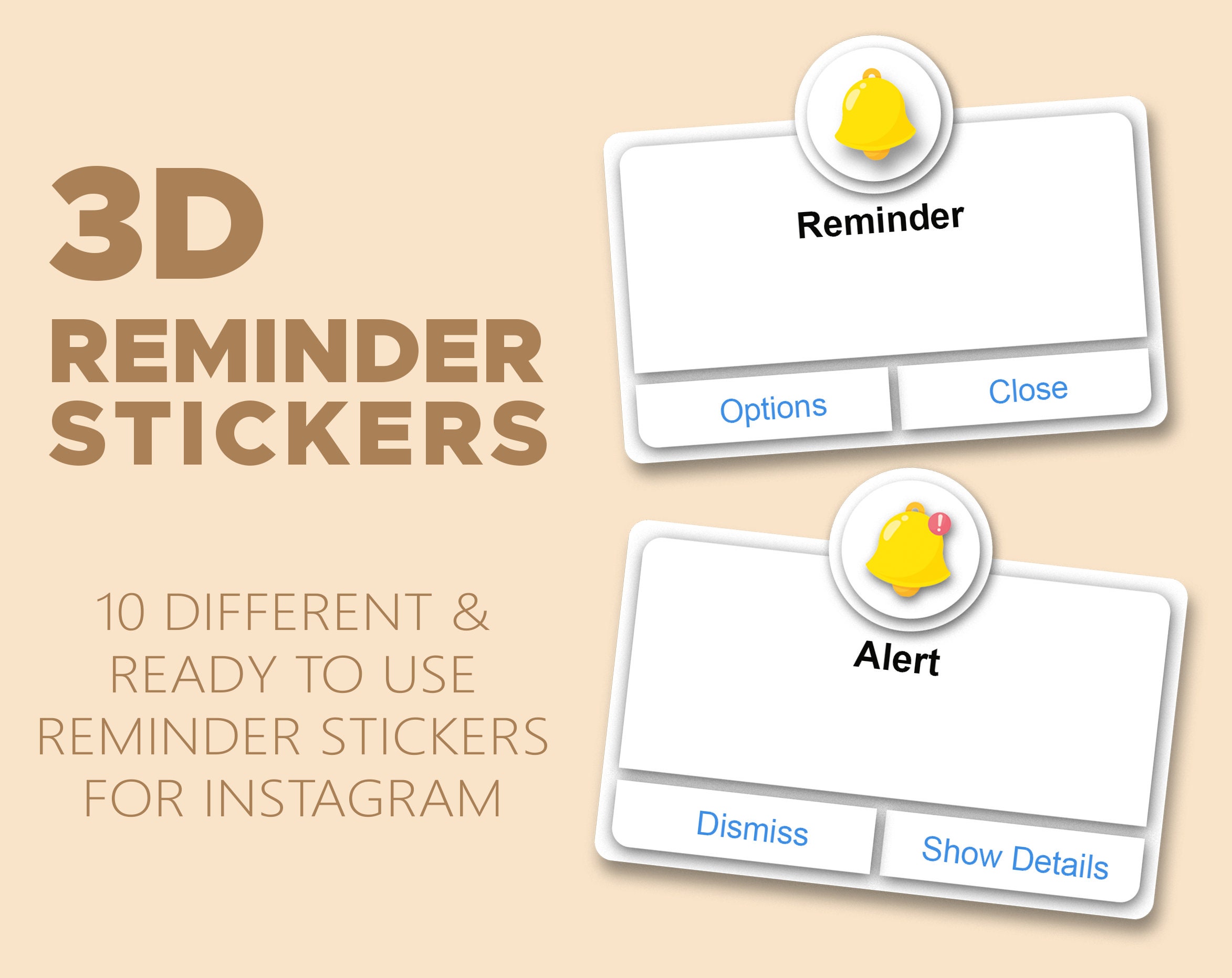 3D Reminder Stickers Pack PNG iPhone Reminder Stickers For Etsy