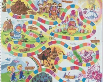 Vintage Retro Candyland Game Board PDF Counted Cross-stitch - Etsy Denmark