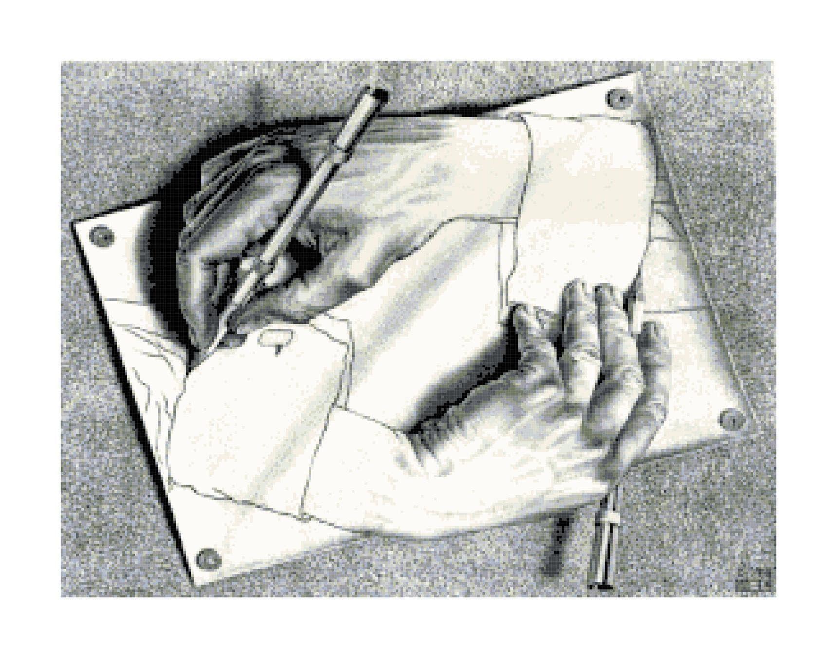 M.C. Escher Hand Drawing Hand Fine Art PDF Counted Cross Etsy
