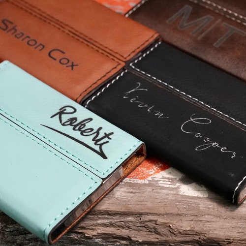 Personalized Business Card Holder Monogrammed Gift for Her Etsy