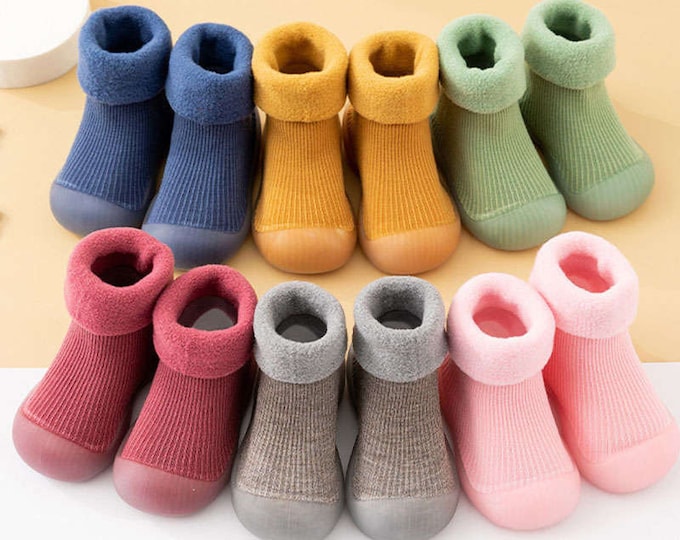 Baby Sock Shoes Soft Rubber Sole Nonslip Booties First Time Walker