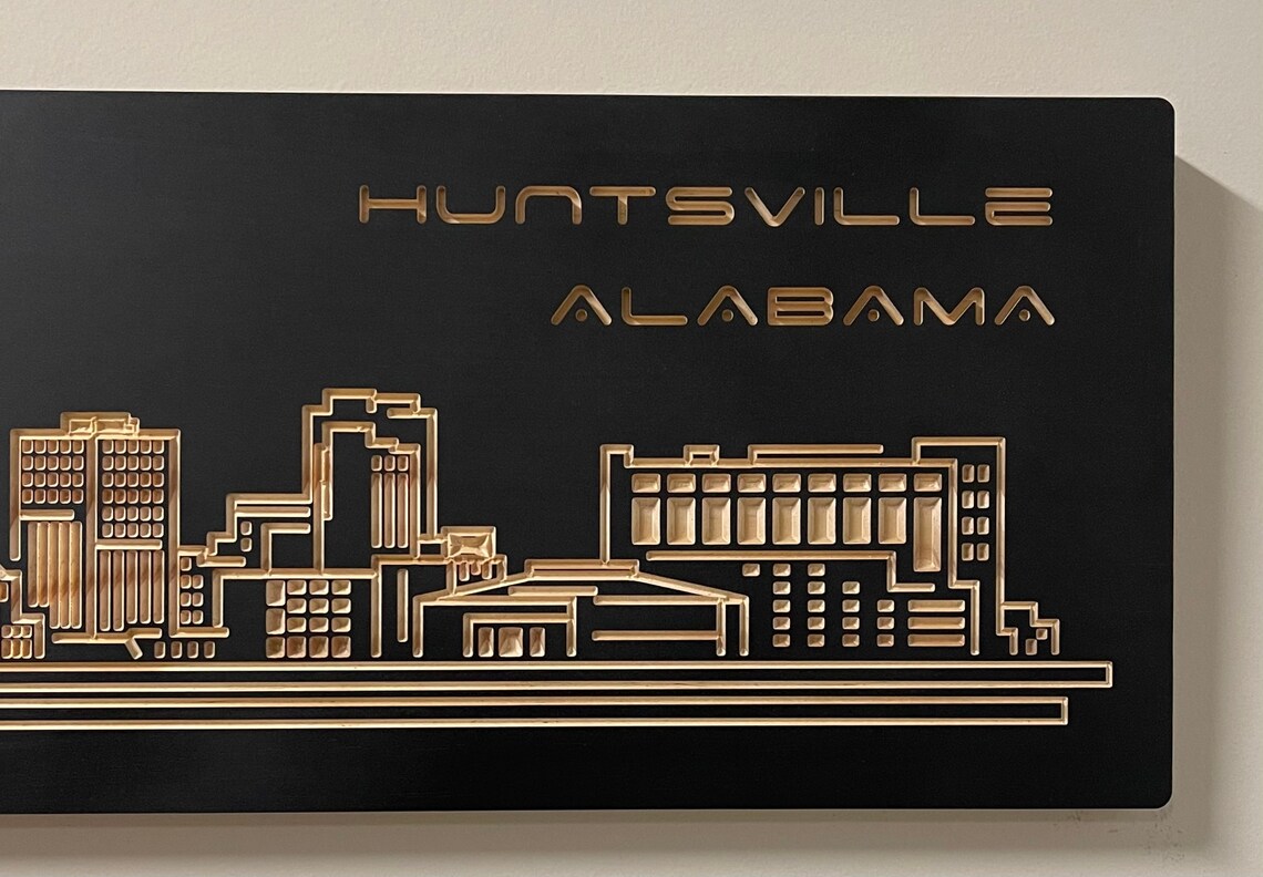 Huntsville Alabama Skyline Rocket City Sign Huntsville Home Etsy