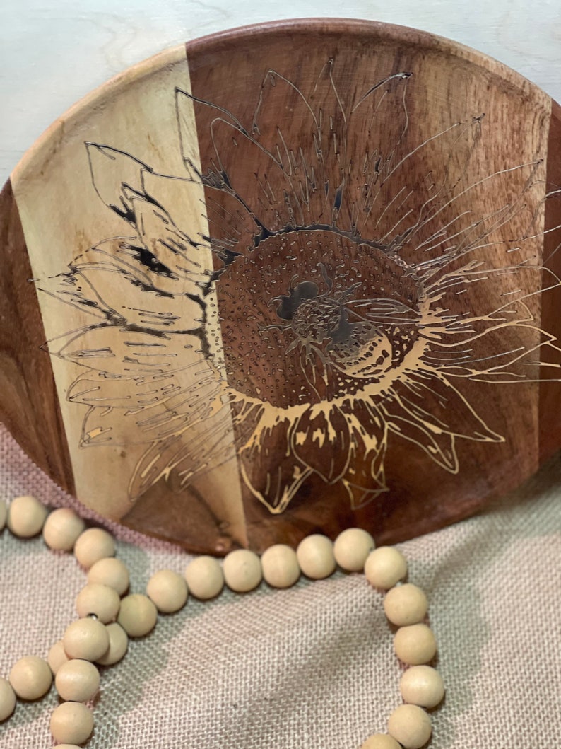 Laser Engraved Acacia and Gold Foil Wood Round Etsy