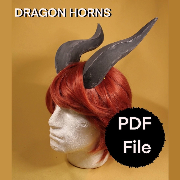 DIY Dragon horns PDF Digital file larping Fantasy Cosplay Template horns patterns Eva Foam fawn original characters