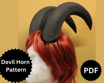 DIY Devil PDF cosplay Digital file Larping fantasy cosplay boss Demon Dragon Helluva Template horns patterns EvaFoam Video Tutorial.