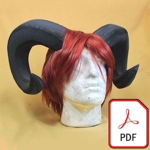 Cosplay de oveja DIY en PDF, archivo digital, diablo, larping, fantasía, cosplay, jefe, demonio, dragón, Helluva, plantilla, patrones de cuernos, EvaFoam, videotutorial.