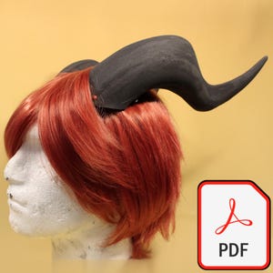 Archivo digital PDF de demonio DIY Cuernos de dragón para rol en vivo Plantilla de cosplay de fantasía Patrones de cuernos Espuma EVA Cerdo Personajes originales Puerta de roca