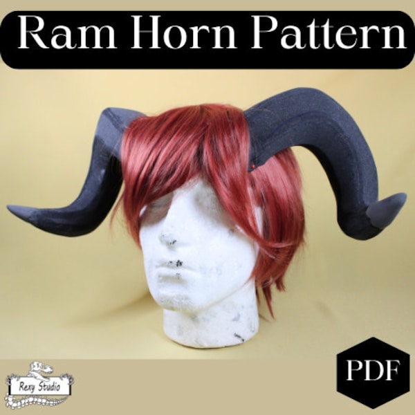 DIY Ram PDF Digital file Dragon horns Larping Fantasy Cosplay Template Horns patterns Eva Foam fawn original characters boulder gate Tav